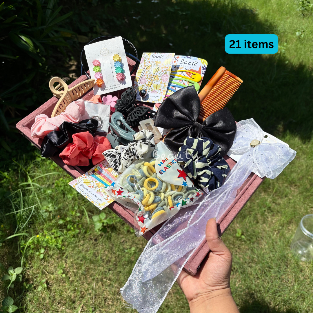 21 Piece Hair Accessories & Jewelry Hamper โ Budget Steal Deal by Saar Beauty