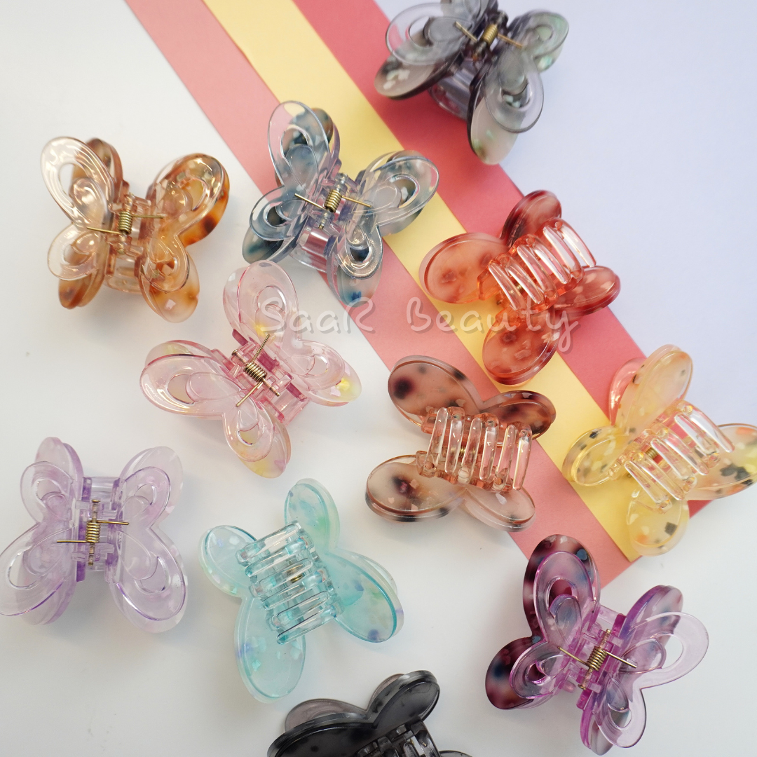 Style your hair effortlessly with SaaR Beauty Medium Butterfly Claw Clips! Perfect for thick or thin hair, these vibrant, durable clips offer a secure grip and elegant charm for everyday or special occasions