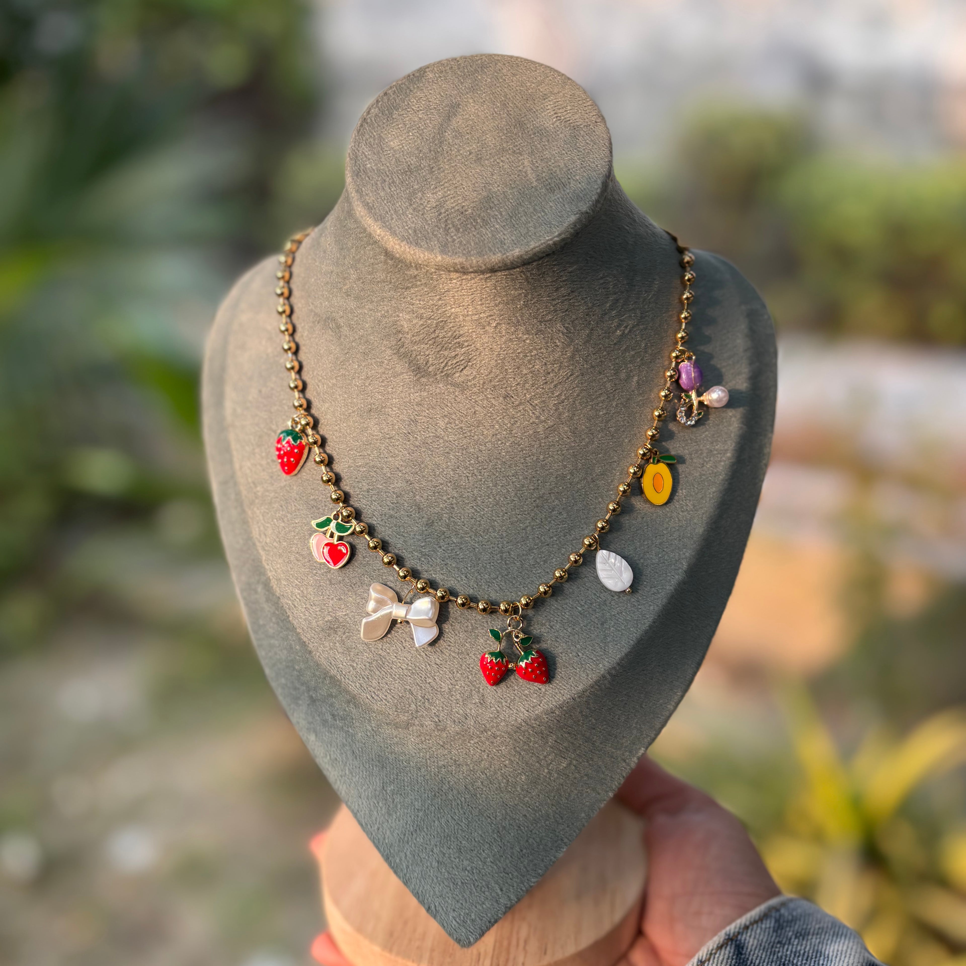 Berry Bloom Waterproof Daily-Wear Charm Necklace