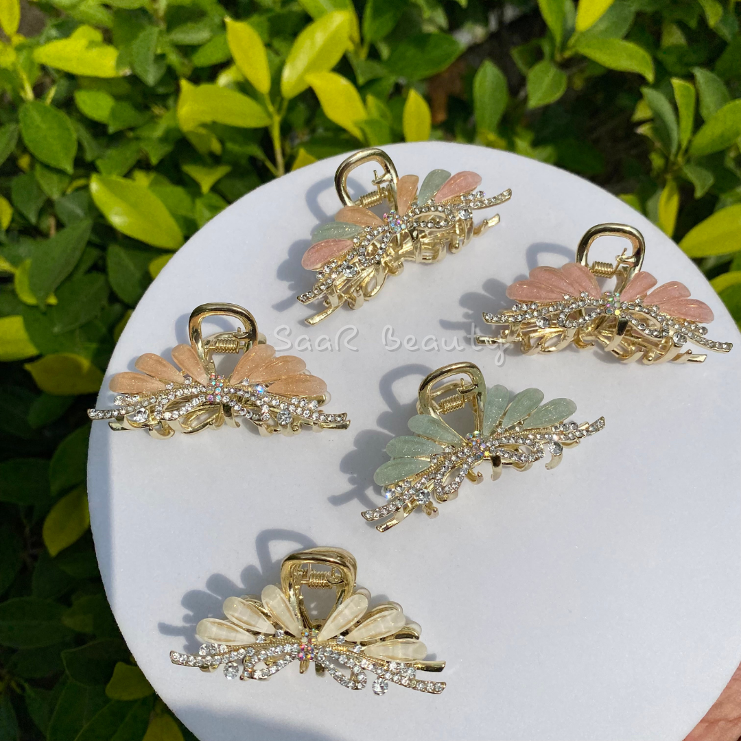 Sparkling Crystal Metal Claw Clip – High-Quality Hair Clutcher with Mu