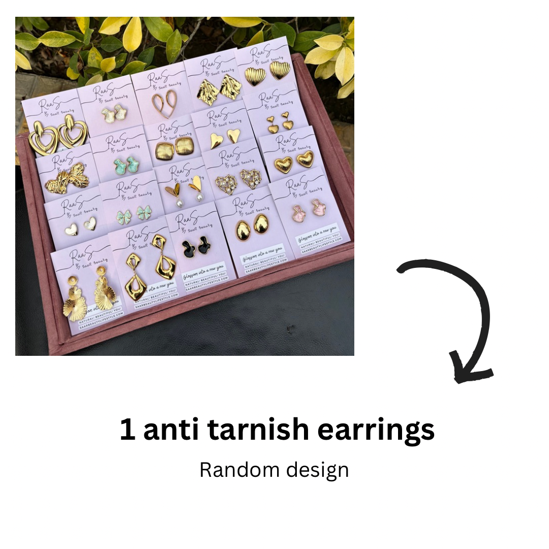 Saar Beauty Anniversary Surprise Gift Bouquet – Floral Hair Clutcher & Anti-Tarnish Earrings for Women