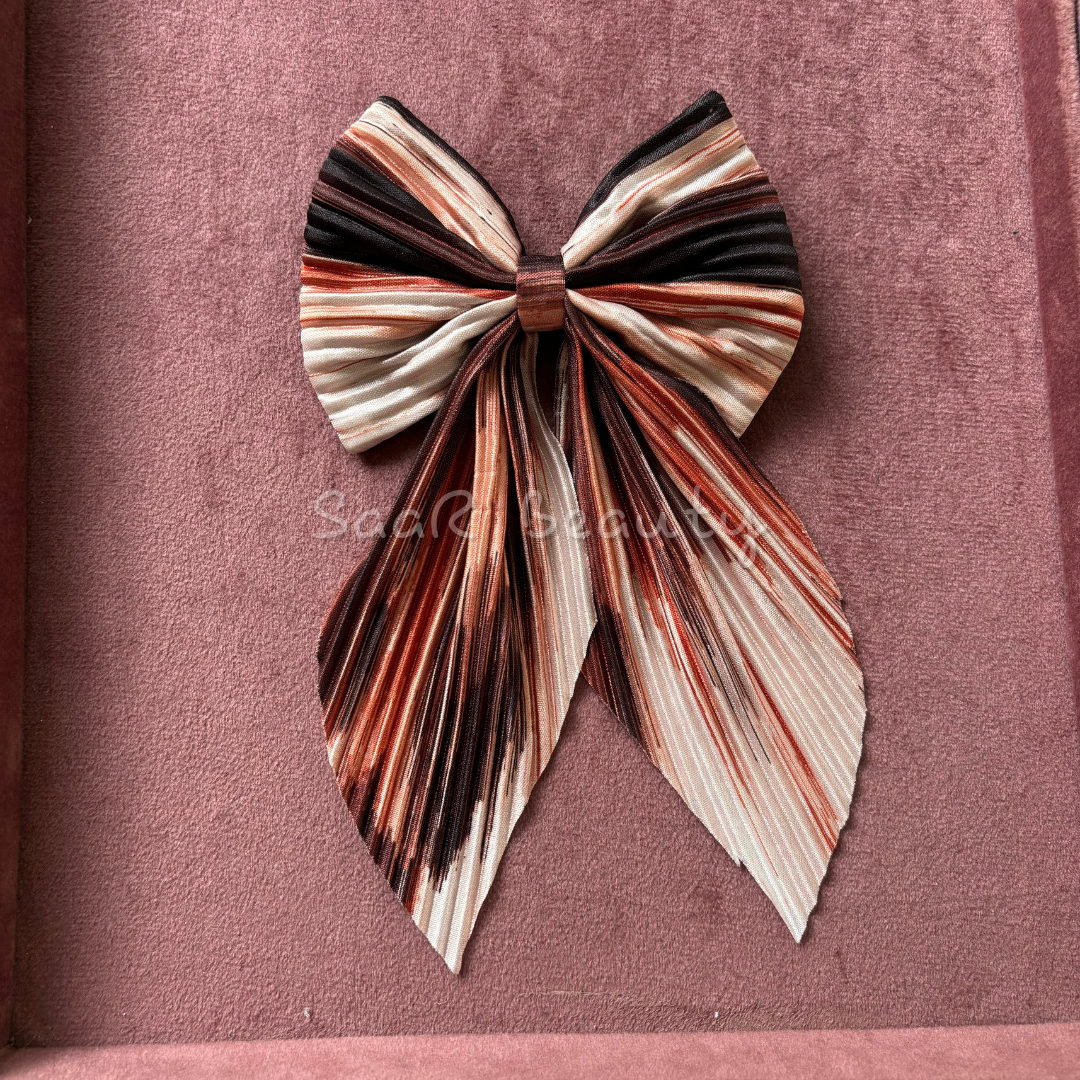 Elegant Dual-Sided Wrinkled Pattern Bow Clip โ High-Quality In-House Creation by SaaR Beauty
