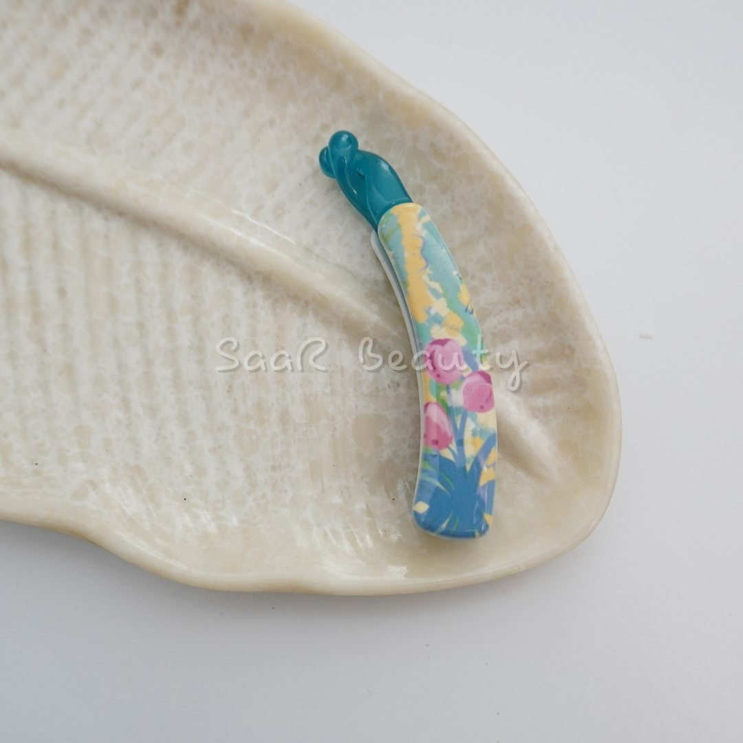 Floral & Solid Pattern Banana Hair Clips – Stylish Non-Slip Hair Accessories