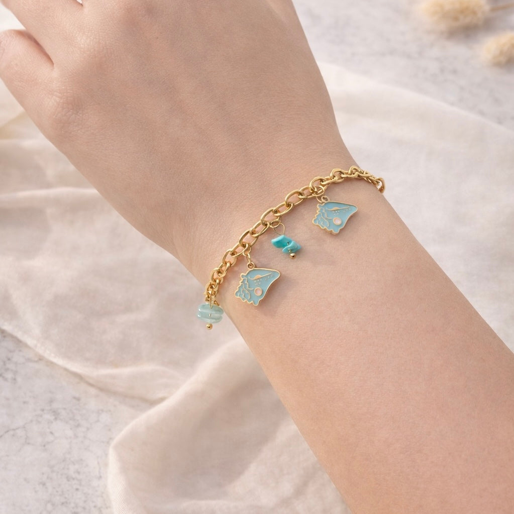 Ocean Blue Charm Bracelet | Waterproof, Anti-Tarnish, Adjustable SaaR Beauty