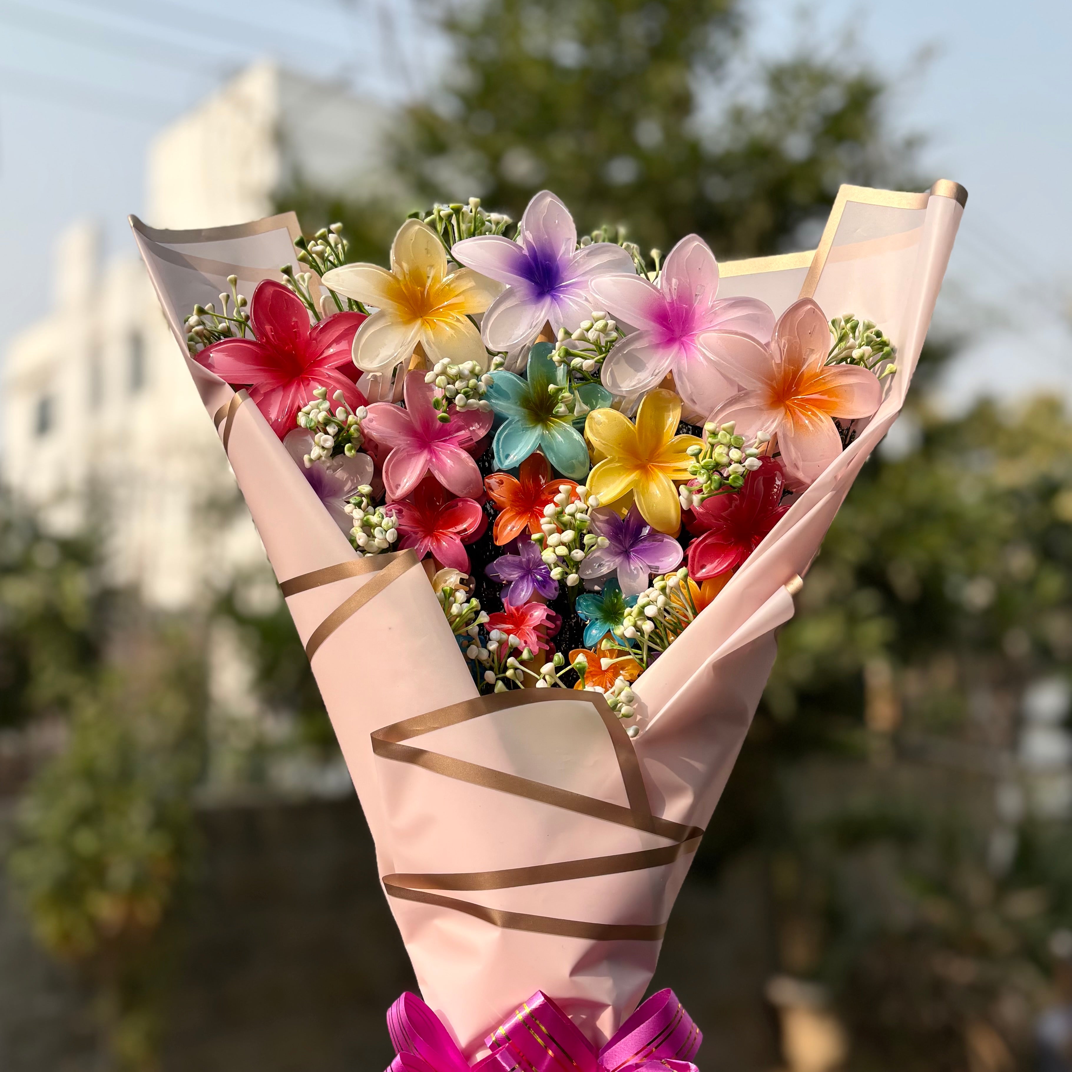 Viral Flower Hair Claw Clip Clutcher Bouquet – Set of 25 Hair Clutchers - premium korean packaging