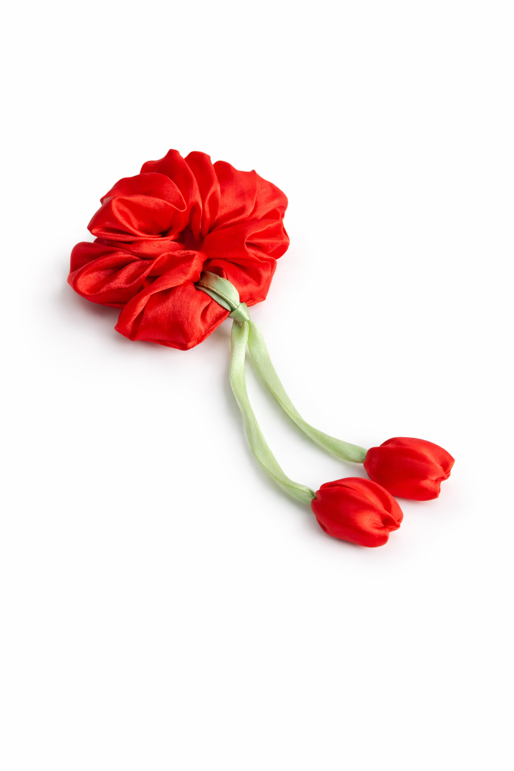 SaaR beauty Tulip Scrunchies for Women – Soft Satin Floral Hair Accessories