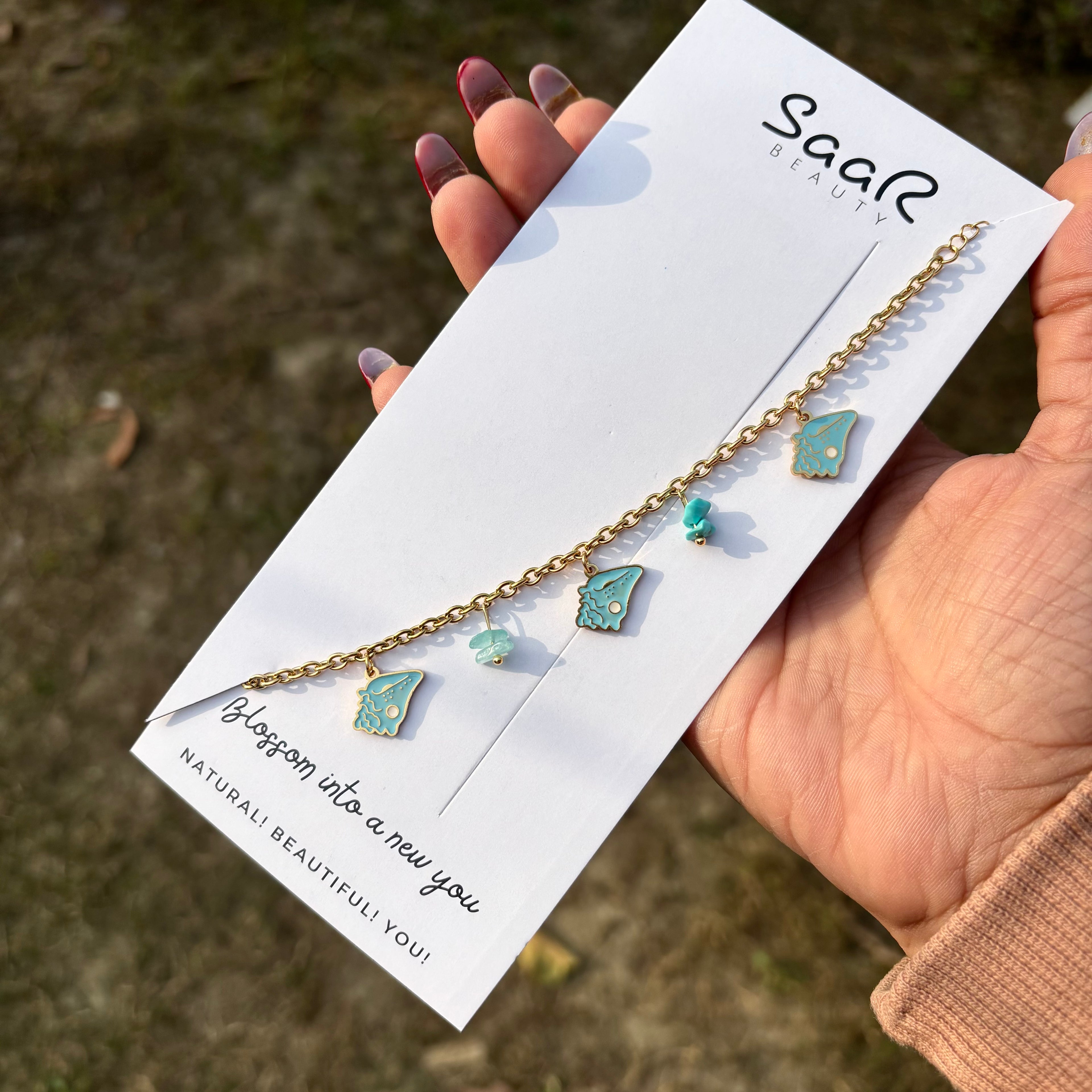 Ocean Blue Charm Bracelet | Waterproof, Anti-Tarnish, Adjustable SaaR Beauty