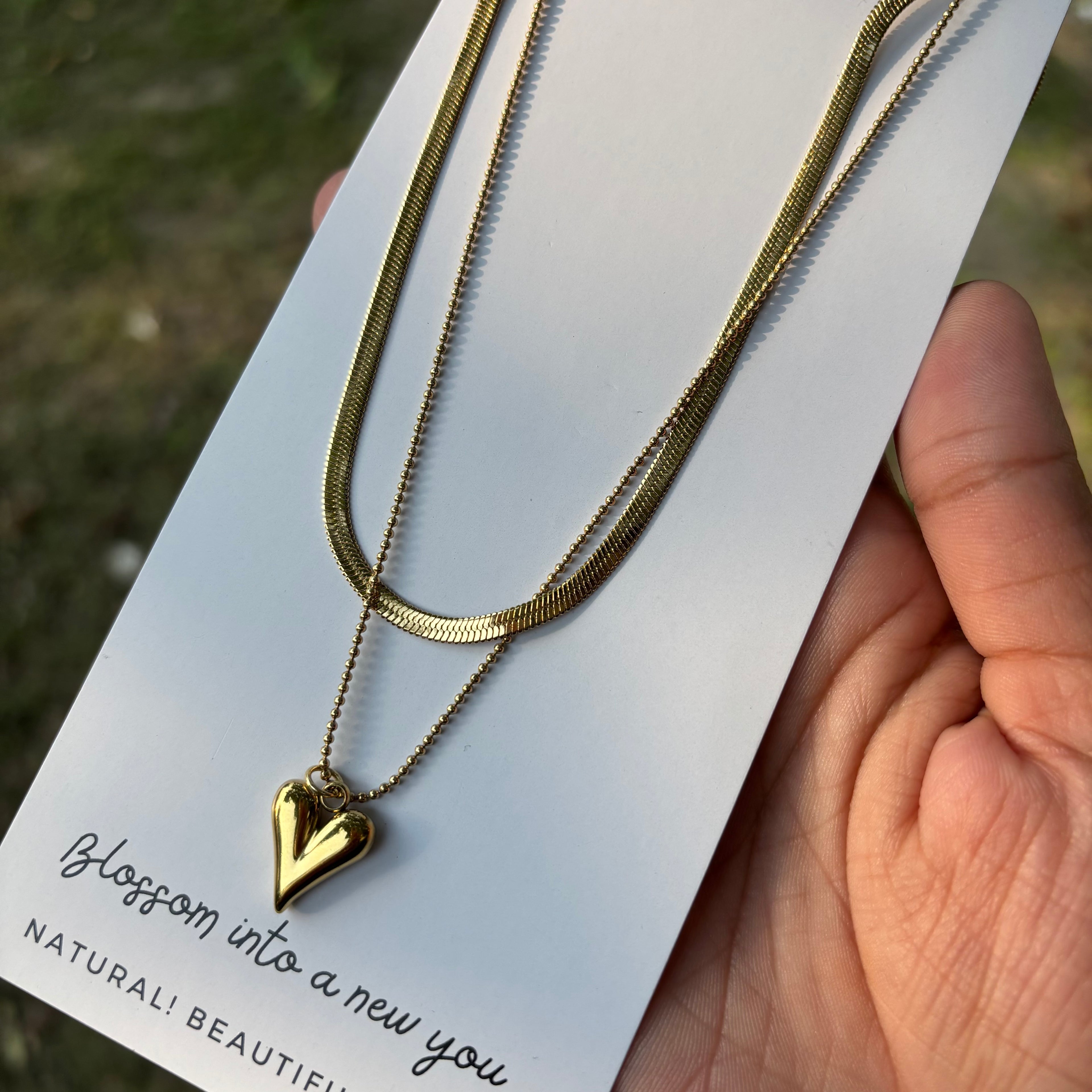 Saar Beauty Twin Layer Heart Chain