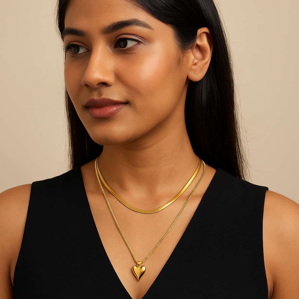 Saar Beauty Twin Layer Heart Chain