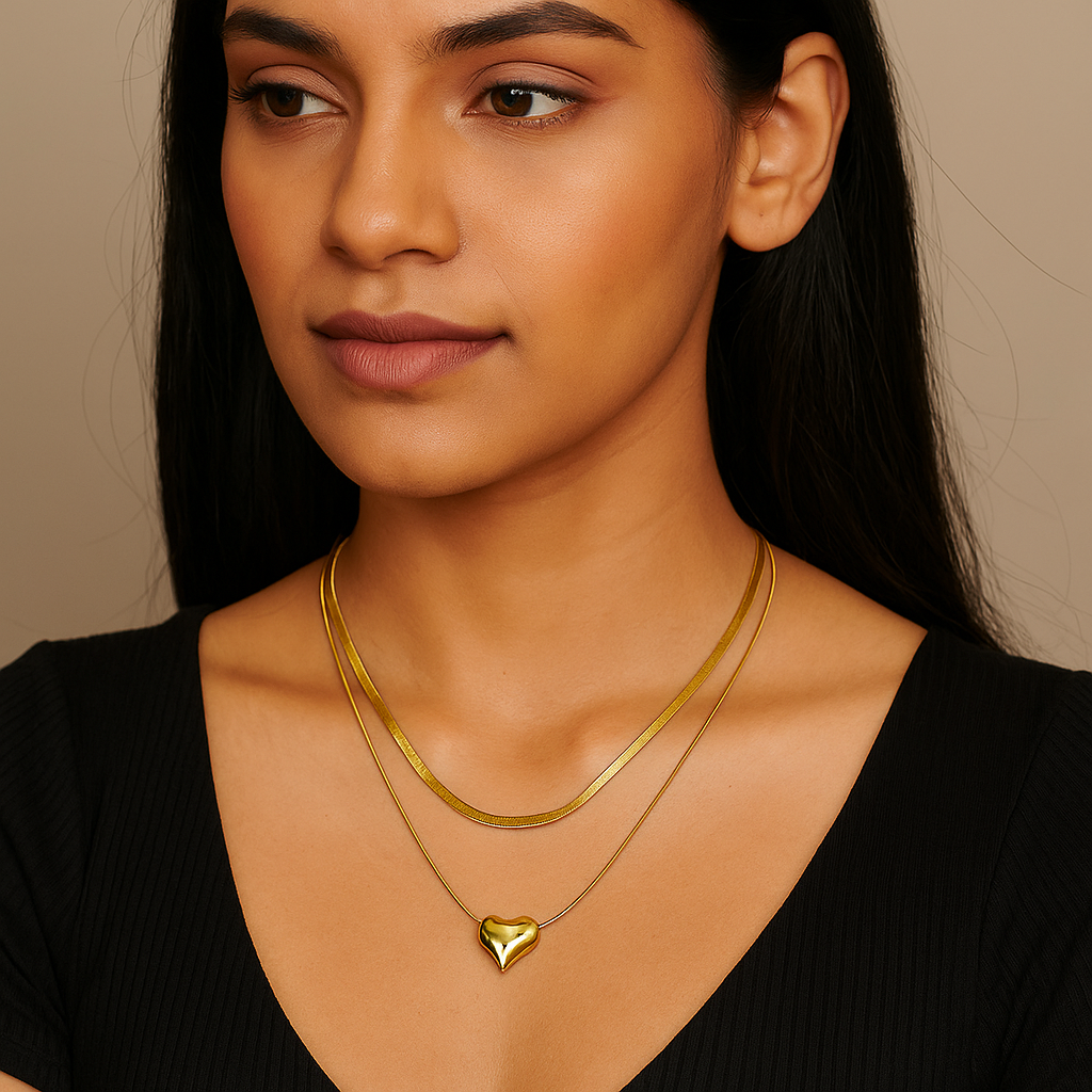 Golden Ribbon Love Pendant Set