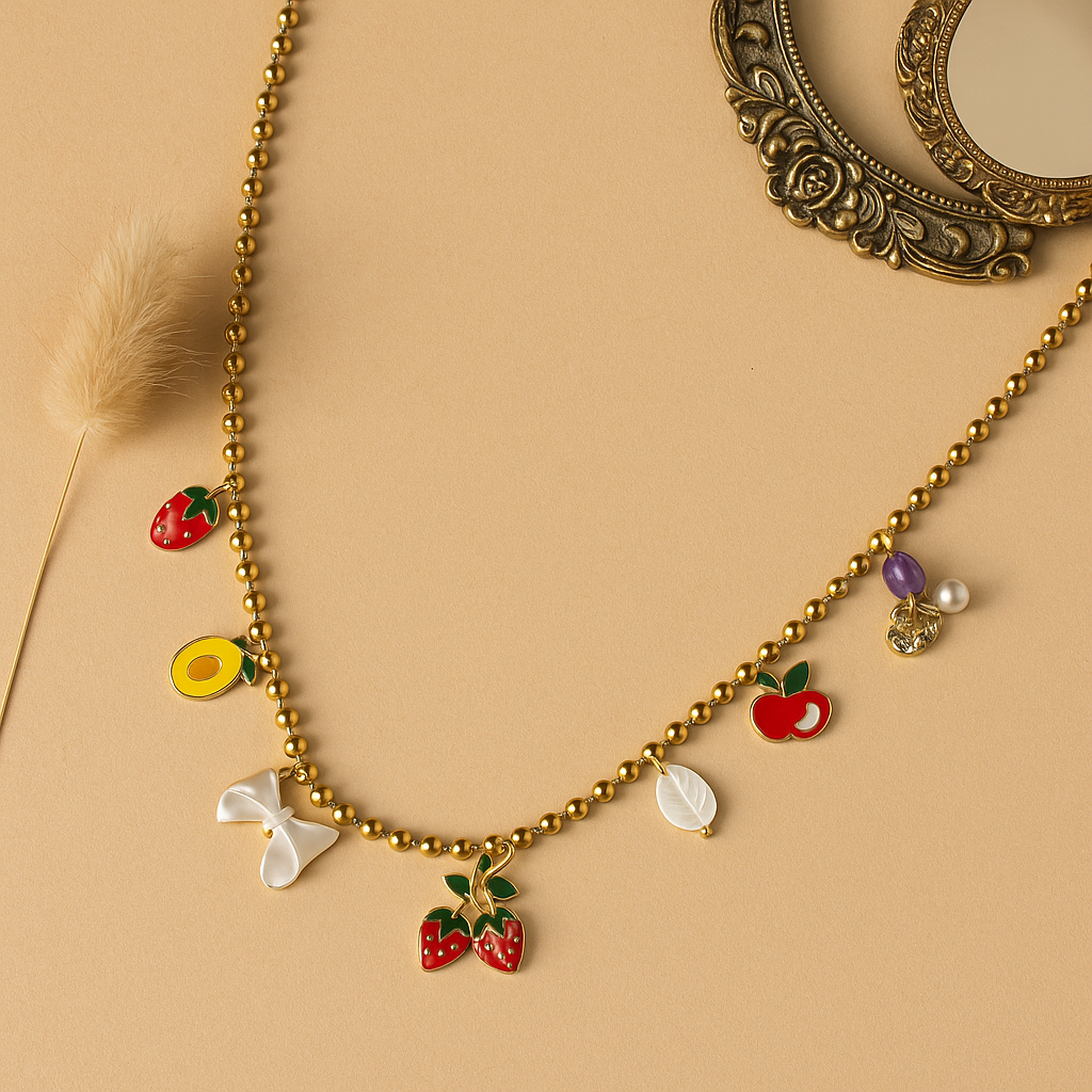 Berry Bloom Waterproof Daily-Wear Charm Necklace