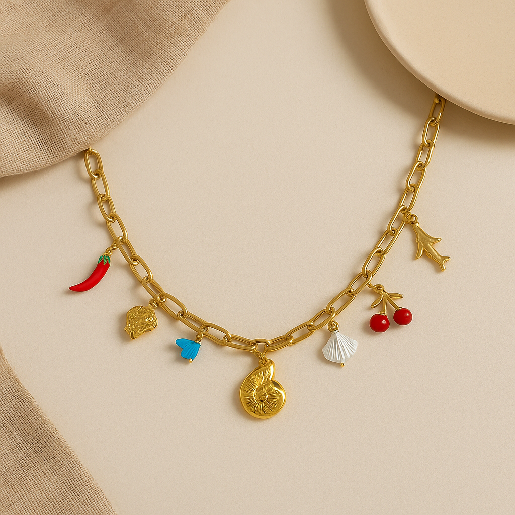 Cherry Spice Statement Charm Necklace for Women