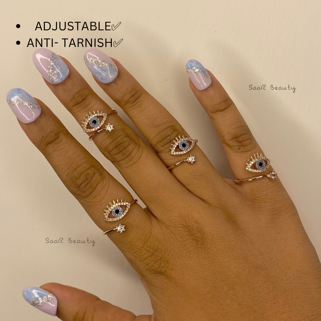 14K Rose Gold Evil Eye Ring, Handmade Evil Eye diamond Ring, Evil Eye Ring,  Pinky Ring, Protection Ring, Rose Gold Diamond Ring , Third Eye Ring