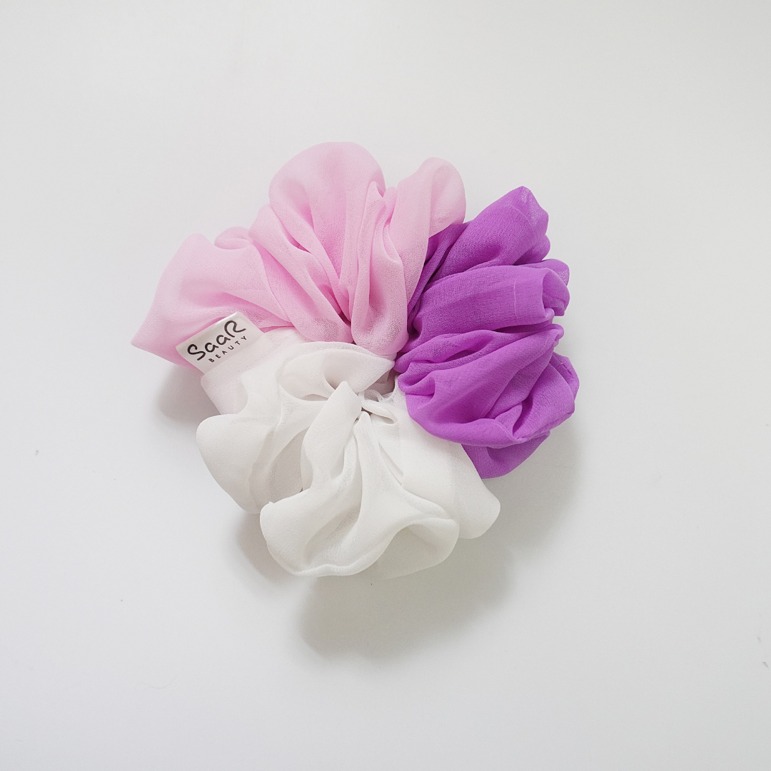 SPRING BLOSSOM MULTI COLOURED GEORGETTE SCRUNCHIES