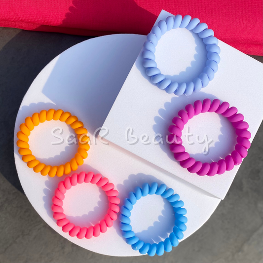 DARK PASTEL SPIRAL RUBBER TIES SET OF 5