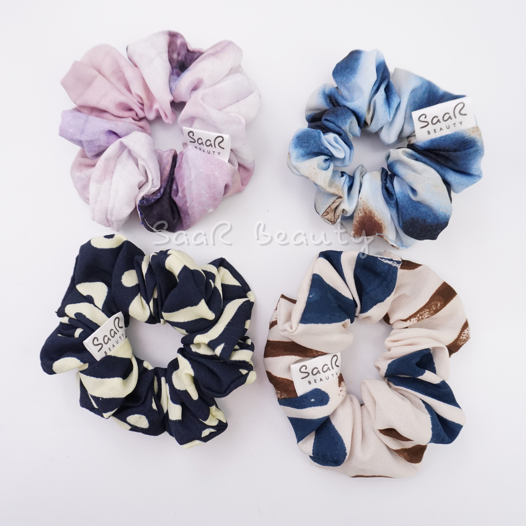 Soft Medium Scrunchies Combo of 4 – Multicolor Printed Scrunchies