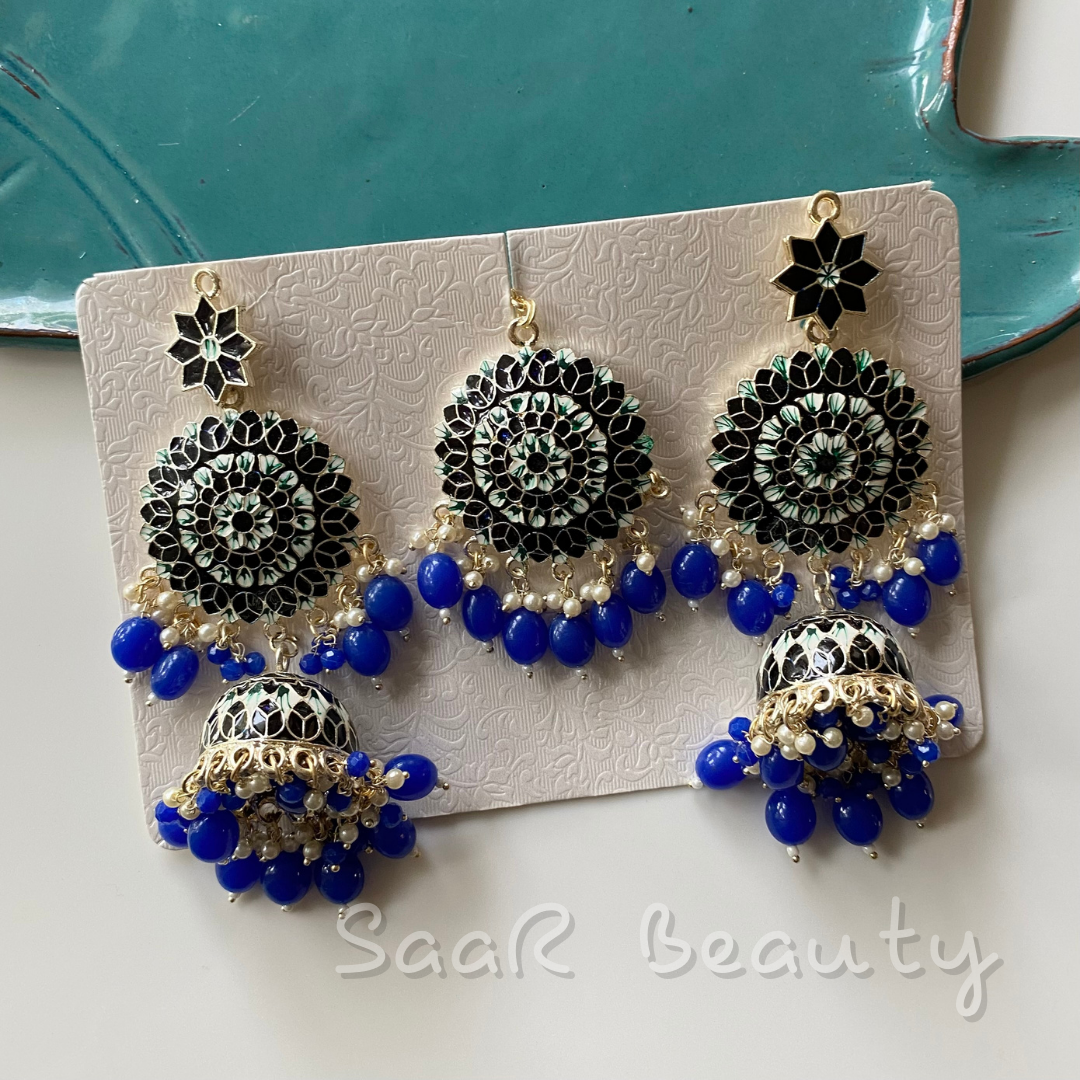 Meenakari Earrings/indian Drop Earrings/indian Jewelry/polki Meenakari  Chandbalis/chandbali Earrings/stylish Earrings/eid Earrings Jewelry/ - Etsy