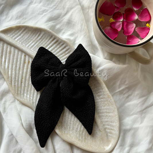 SaaR Beauty Rough Velvet Dual-Sided Bow Clip - High-Quality, Handcrafted Hair Accessory for Women