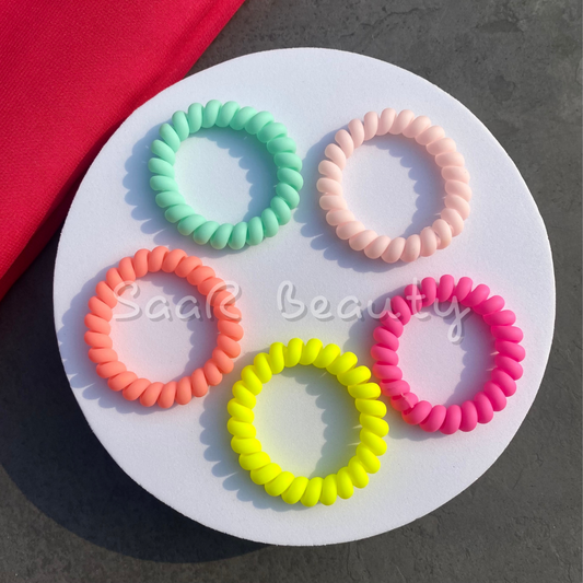 PASTEL SPIRAL RUBBER TIES SET OF 5