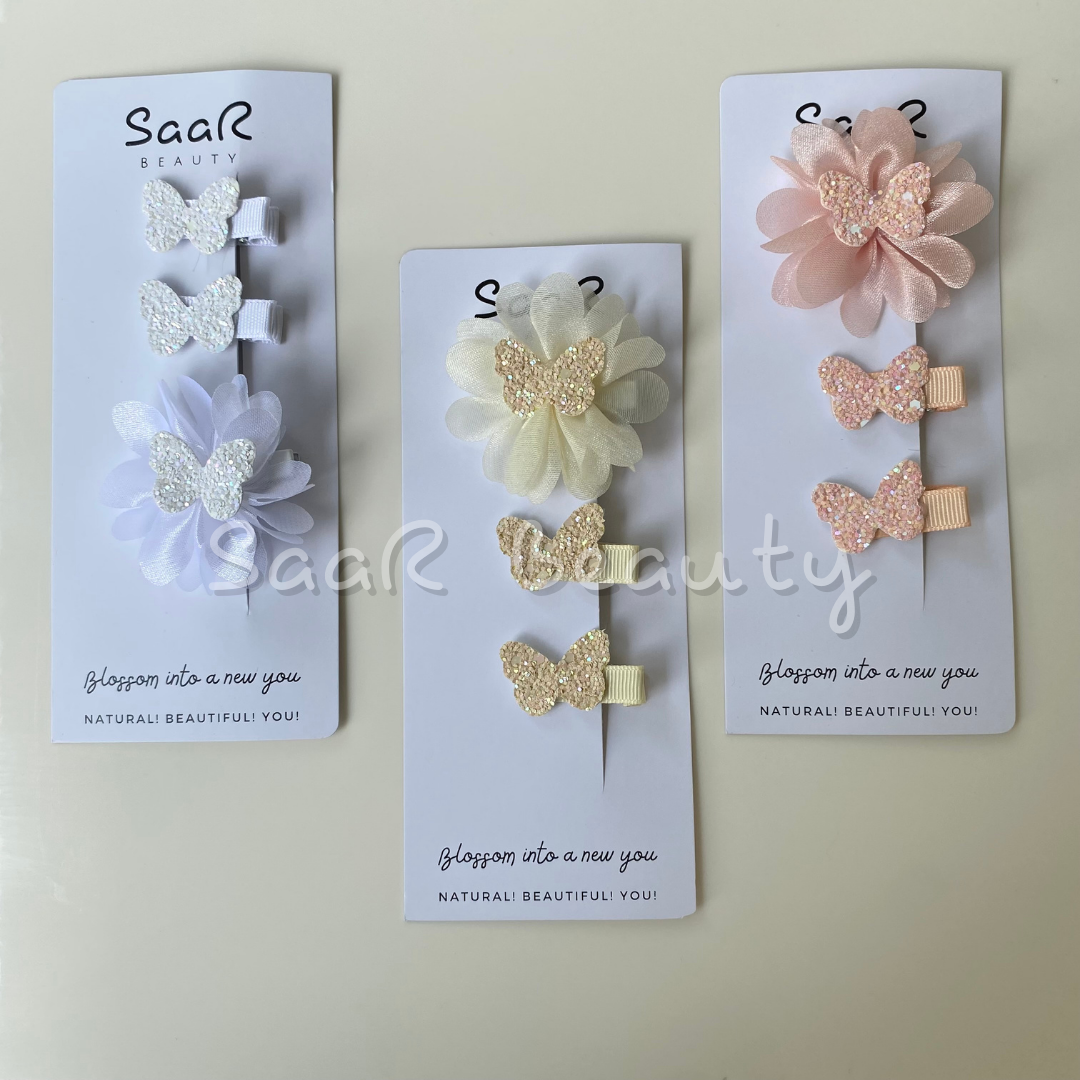 GLITTER BUTTERFLY CLIP SET OF 3