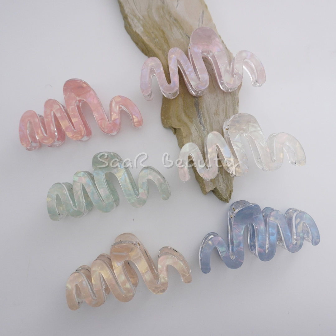 Discover the Bofeini Wavy Claw Clips with a stunning marble finish! High-quality, non-breakable hair clutches in soft pastel hues. Durable, stylish, and perfect for all hair types!