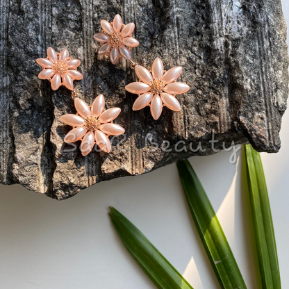 THE ROSE GOLD HANGING FLOWERS EARRINGS