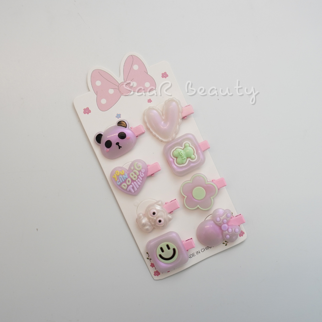 Korean Smiley & Panda Themed Hair Clip Set – Adorable Accessories for Girls & Women