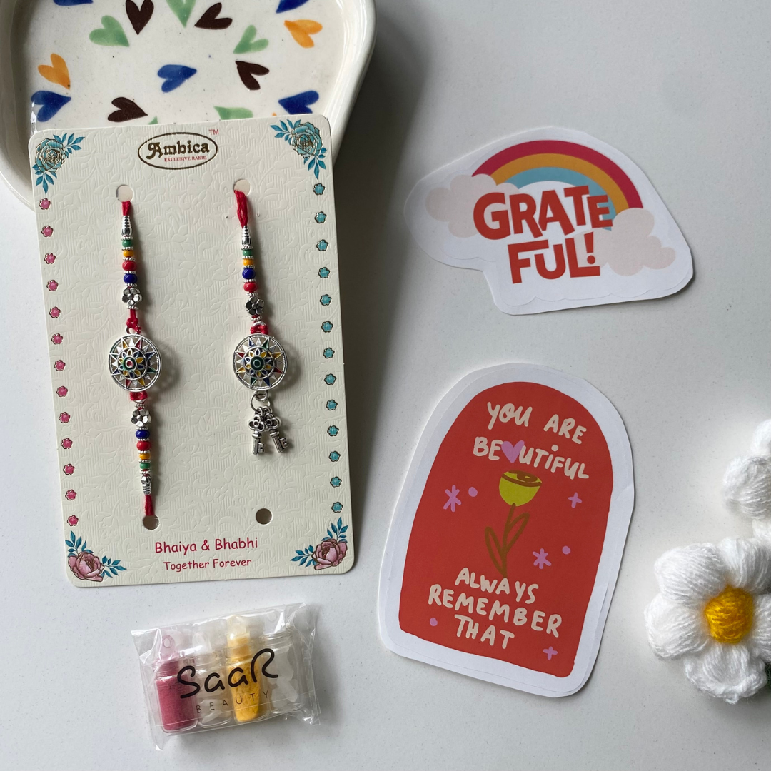 THE SURYA MANDALA KEY SNEH RAKHI FOR BHAIYA &amp; BHABHI (SET OF TWO)
