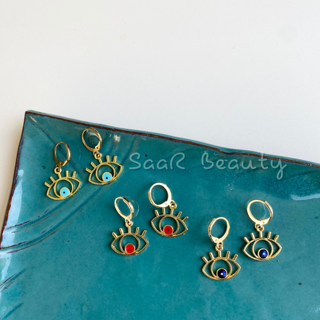 GOLDEN EVIL EYE STUDS by SaaR Beauty