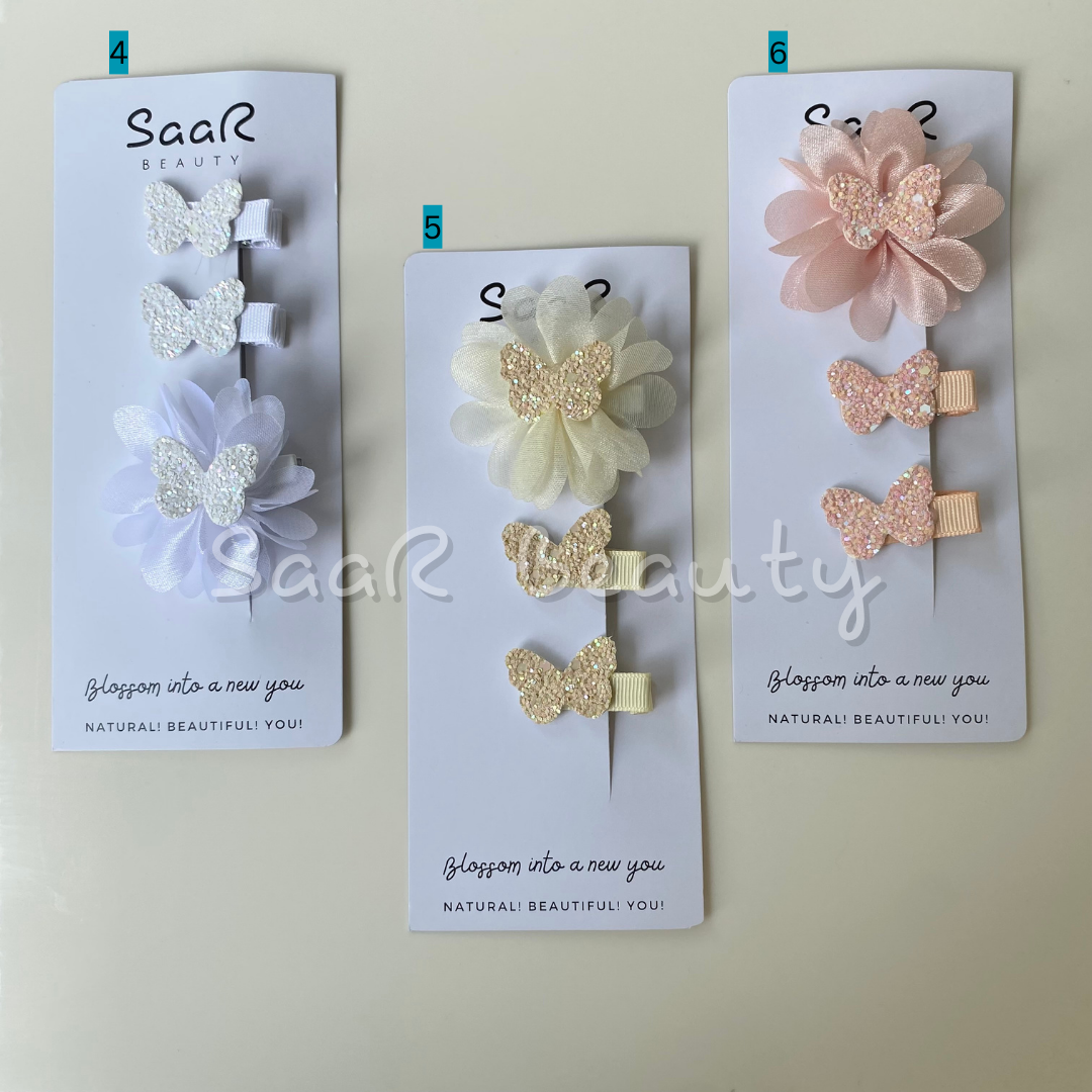 GLITTER BUTTERFLY CLIP SET OF 3