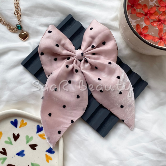 VALENTINE BLACK HEART BOW CLIP