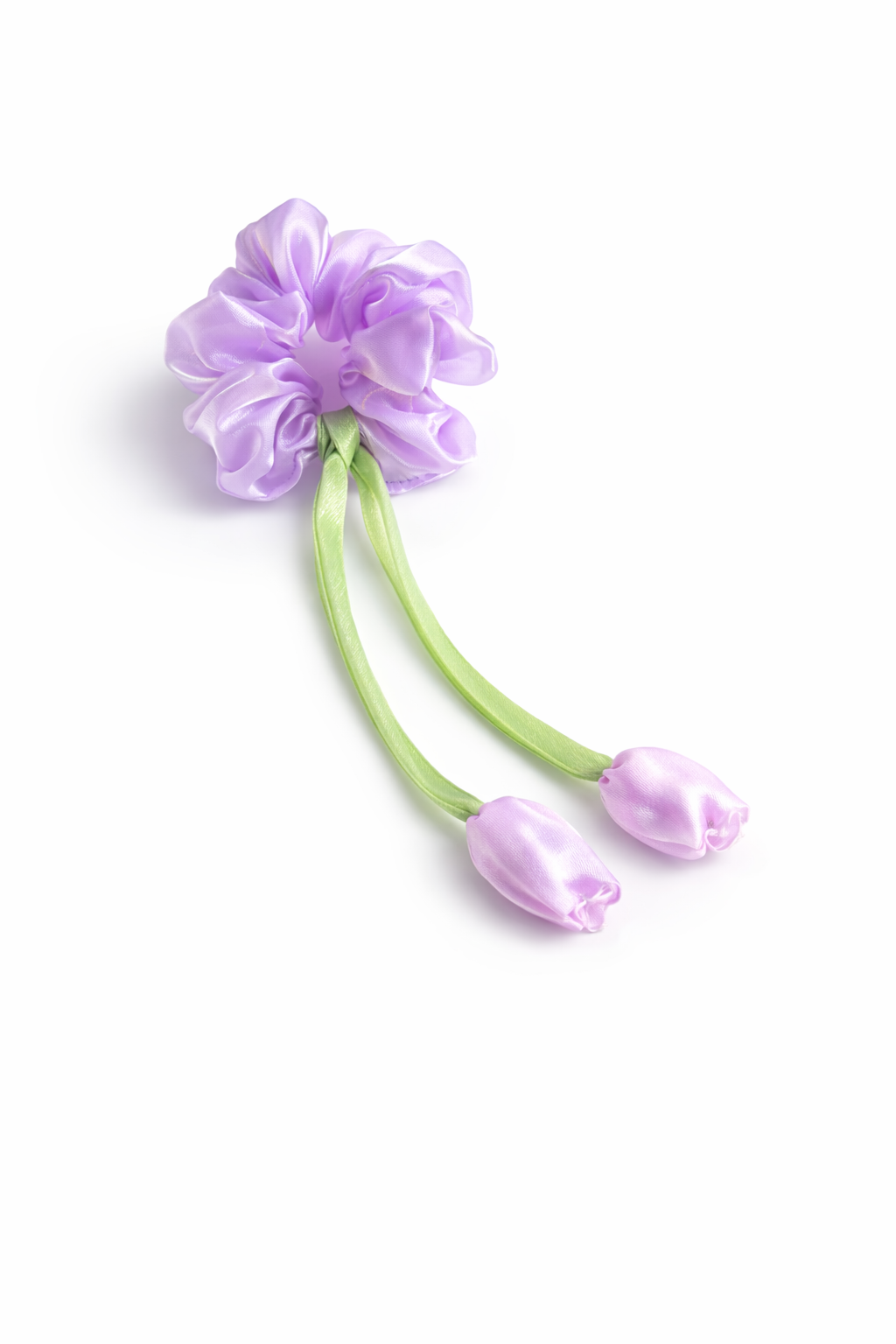 SaaR beauty Tulip Scrunchies for Women – Soft Satin Floral Hair Accessories