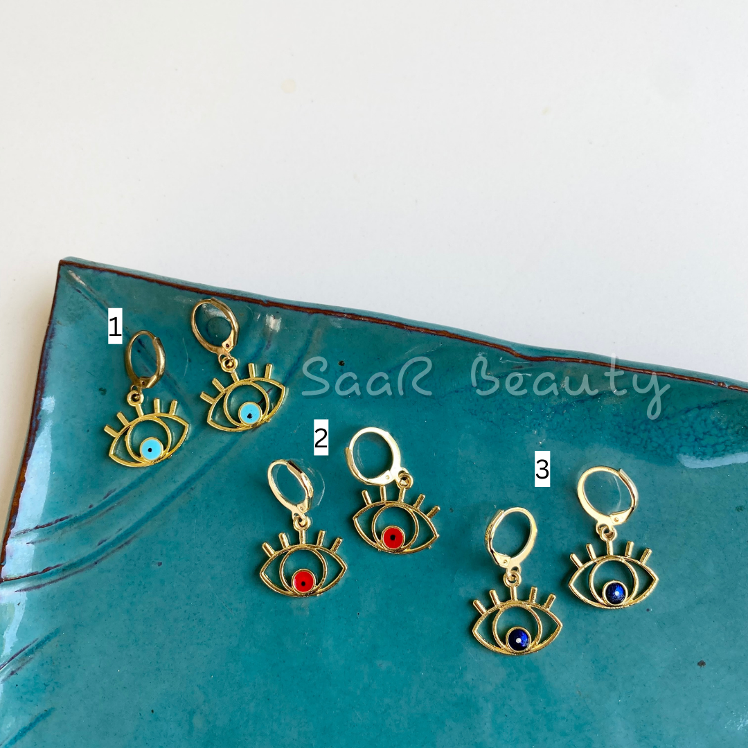 GOLDEN EVIL EYE STUDS by SaaR Beauty