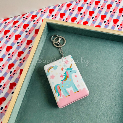 Portable Unicorn-Themed Keychain Mirror | Compact and Stylish Travel Accessory