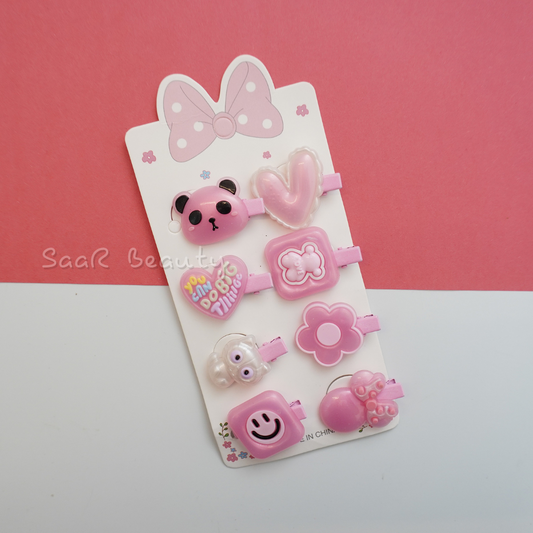 Korean Smiley & Panda Themed Hair Clip Set – Adorable Accessories for Girls & Women