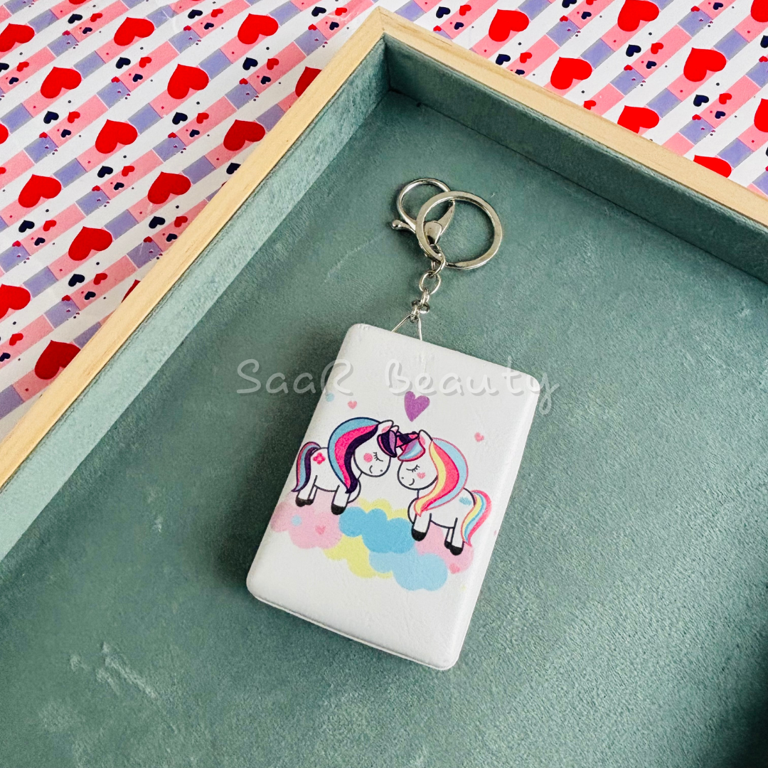 Portable Unicorn-Themed Keychain Mirror | Compact and Stylish Travel Accessory