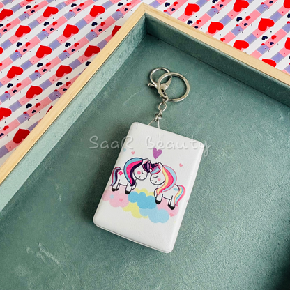 Portable Unicorn-Themed Keychain Mirror | Compact and Stylish Travel Accessory