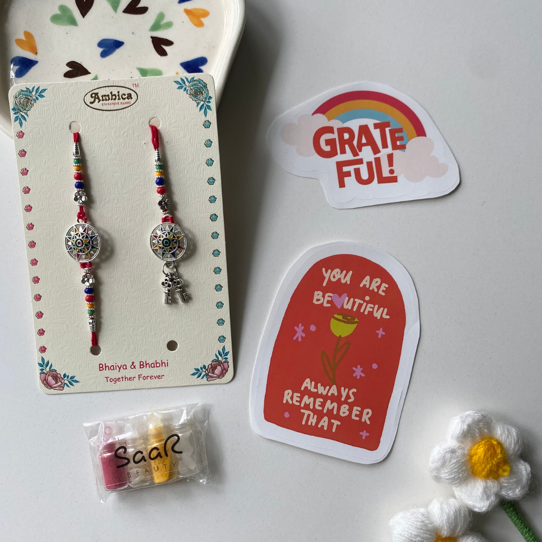 THE SURYA MANDALA KEY SNEH RAKHI FOR BHAIYA &amp; BHABHI (SET OF TWO)