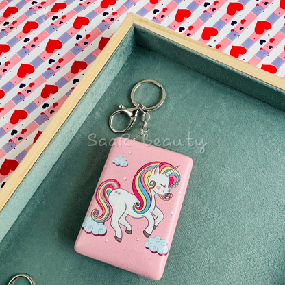 Portable Unicorn-Themed Keychain Mirror | Compact and Stylish Travel Accessory