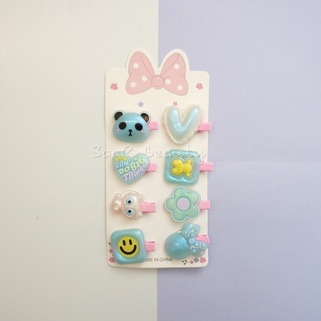 Korean Smiley &amp; Panda Themed Hair Clip Set – Adorable Accessories for Girls &amp; Women