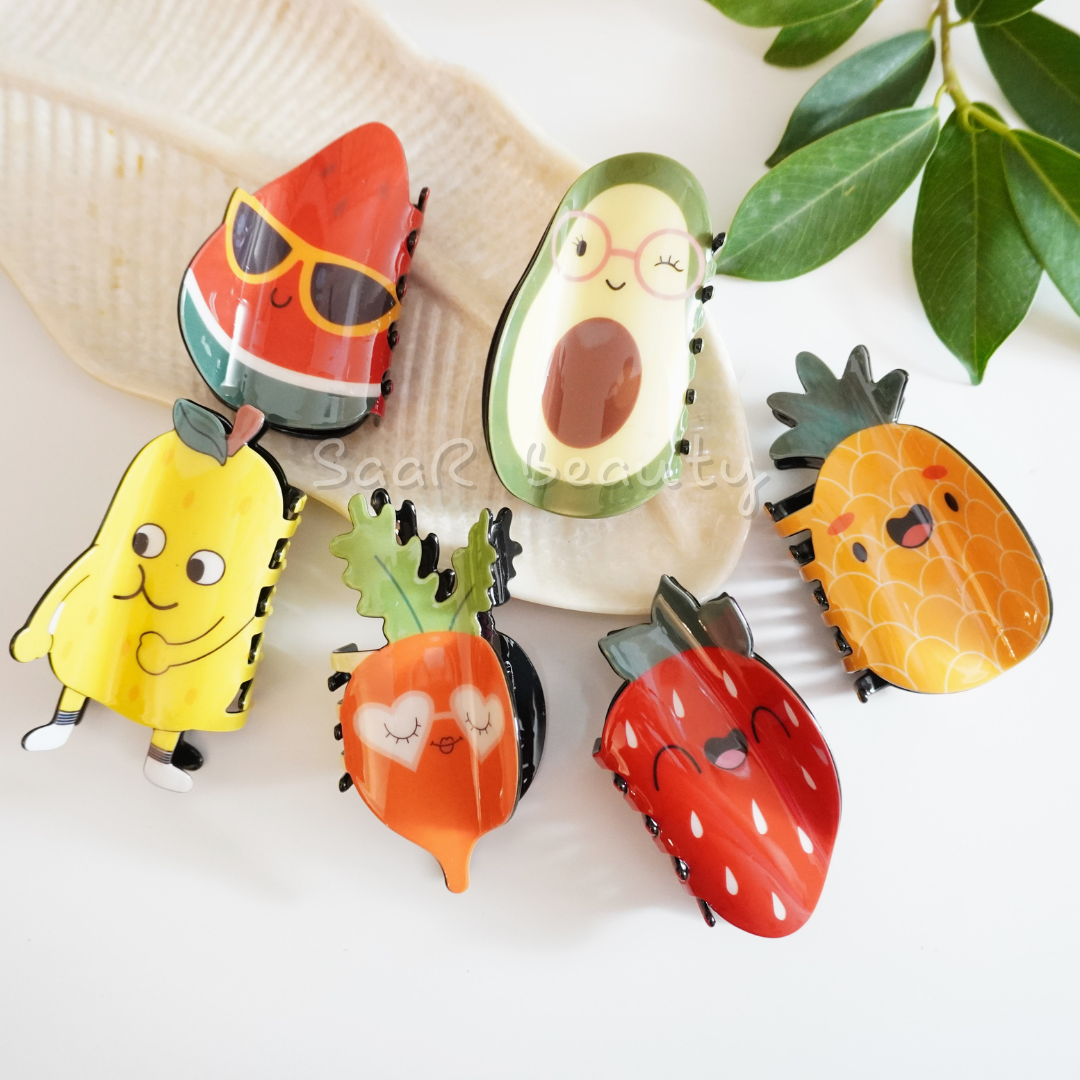 Cute Fruit-Themed Korean Hair Claw Clips for Kids | Fun &amp; Adorable Claw Clutchers for Stylish Hairdos LARGE CARTOON CUT CLAW CLUTCHER