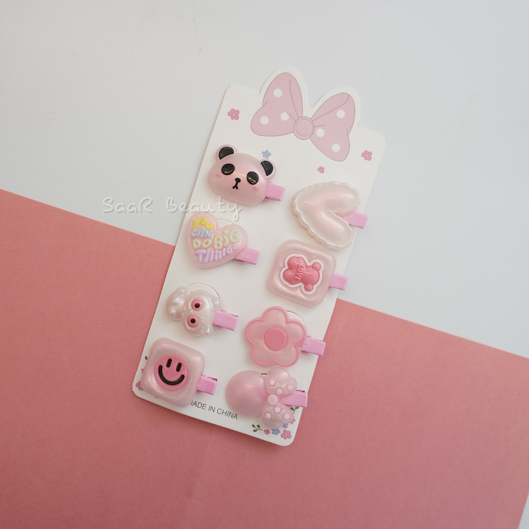 Korean Smiley &amp; Panda Themed Hair Clip Set – Adorable Accessories for Girls &amp; Women