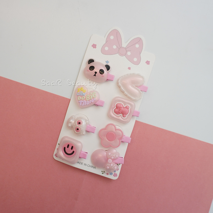 Korean Smiley & Panda Themed Hair Clip Set – Adorable Accessories for Girls & Women