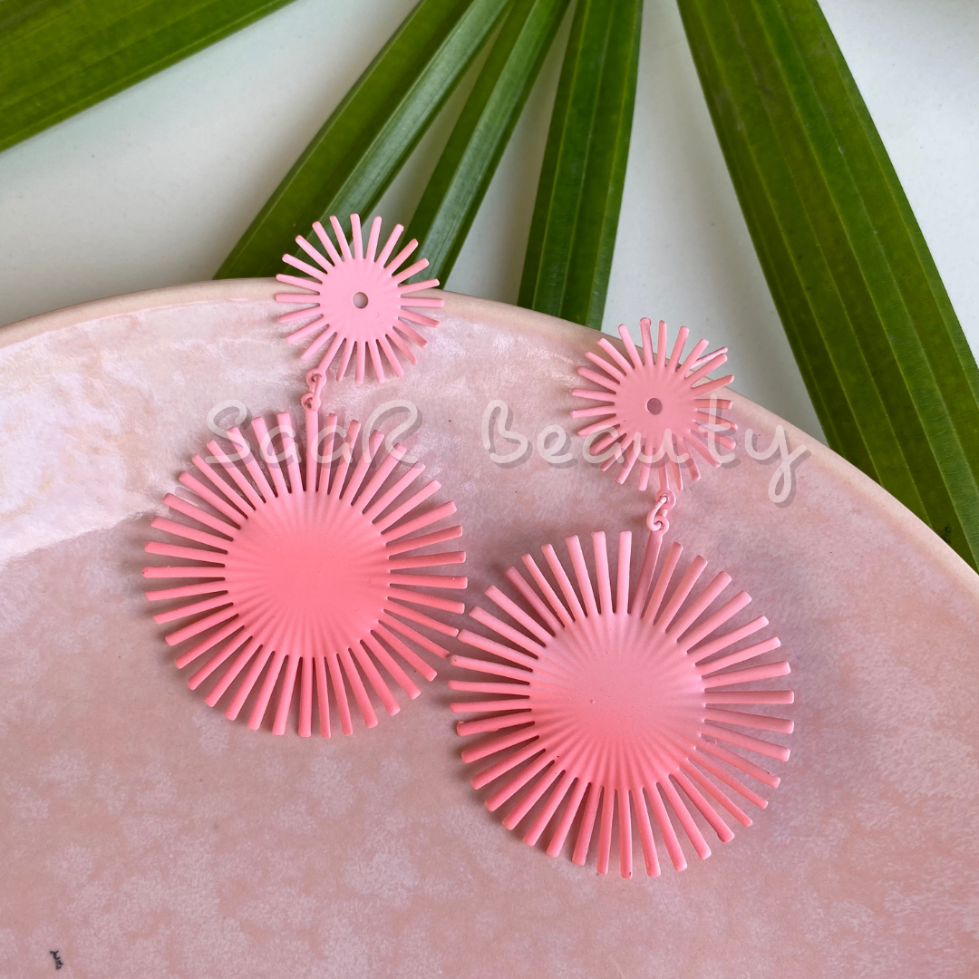 PINK POWDERED COATED METAL EARRINGS