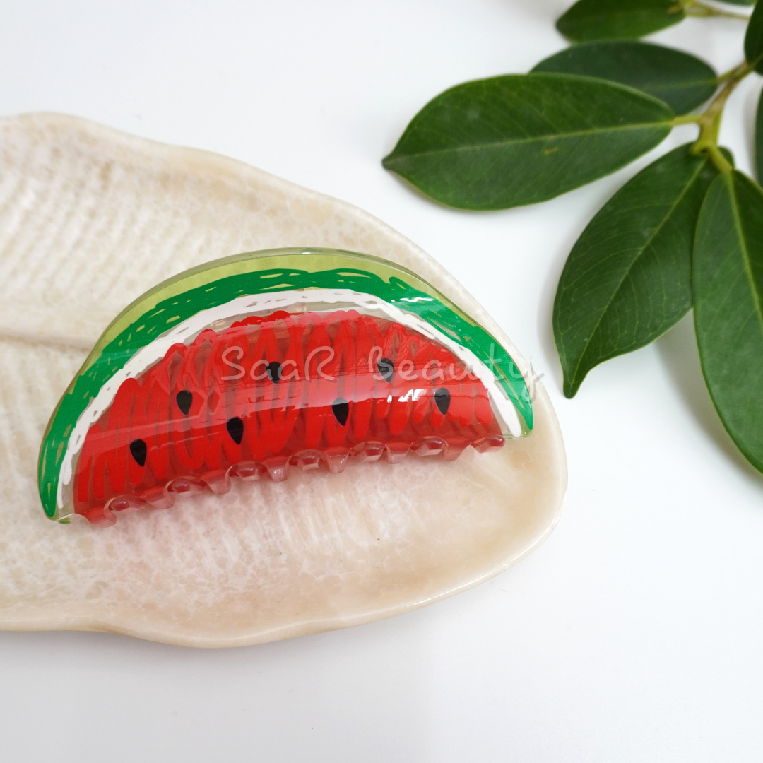 Vibrant Fruit-Themed Korean Hair Claw Clips for Women, Girls &amp; Kids | Fun &amp; Trendy Hair Accessories SUMMER FRUITS CUTS CLAW CLUTCHER