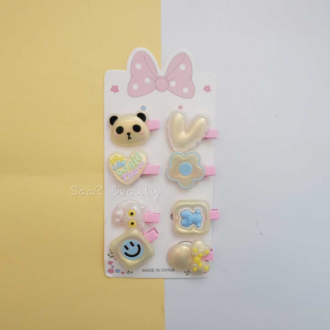 Korean Smiley &amp; Panda Themed Hair Clip Set – Adorable Accessories for Girls &amp; Women