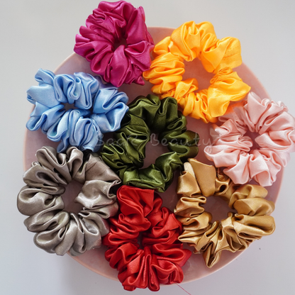 LARGE FLUFFY SATIN SCRUNCHIES LIGHT SHADES