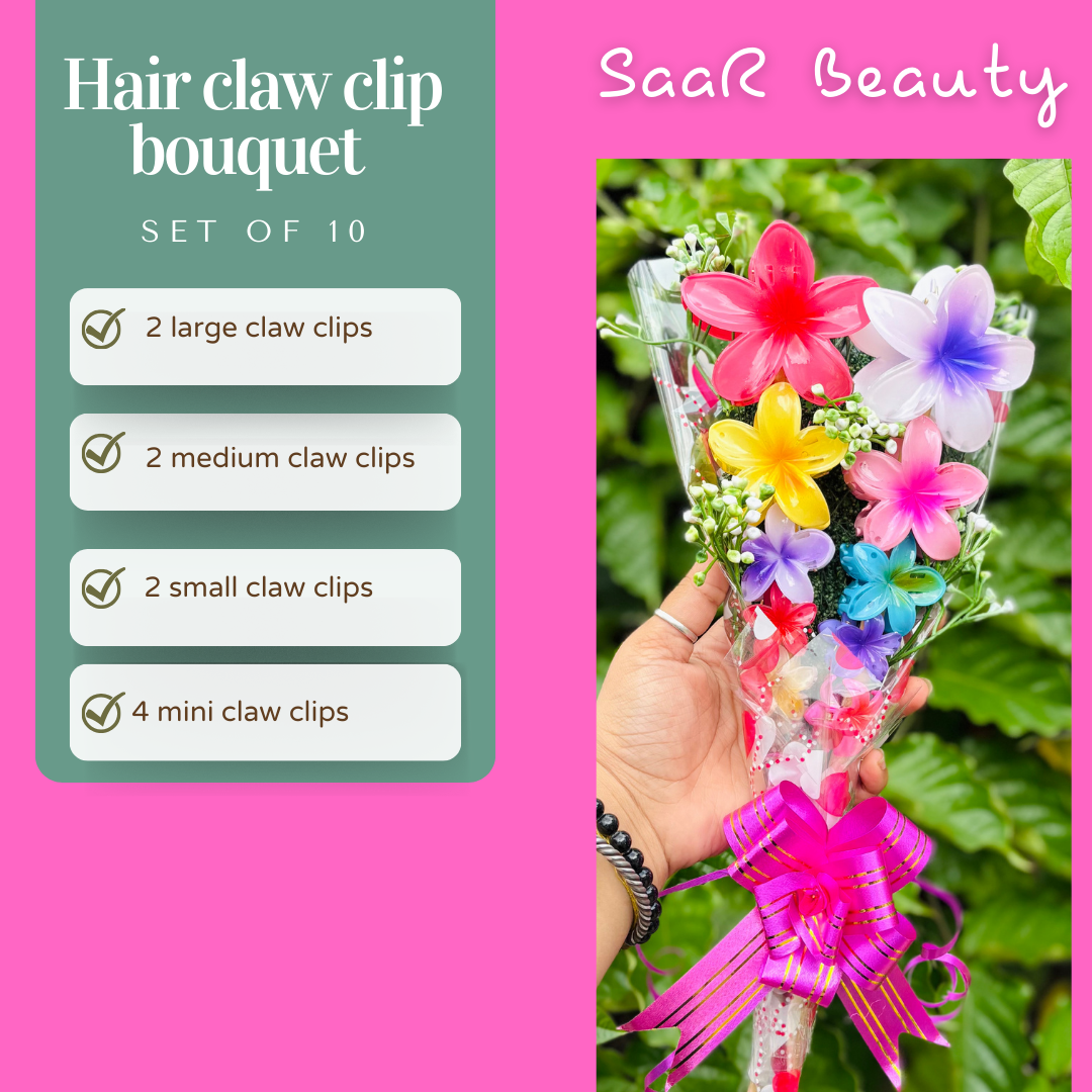 Stylish Flower Claw Clip Gift Set – Perfect for Every Occasion by SaaR Beauty – Set of 10 Hair Clutchers