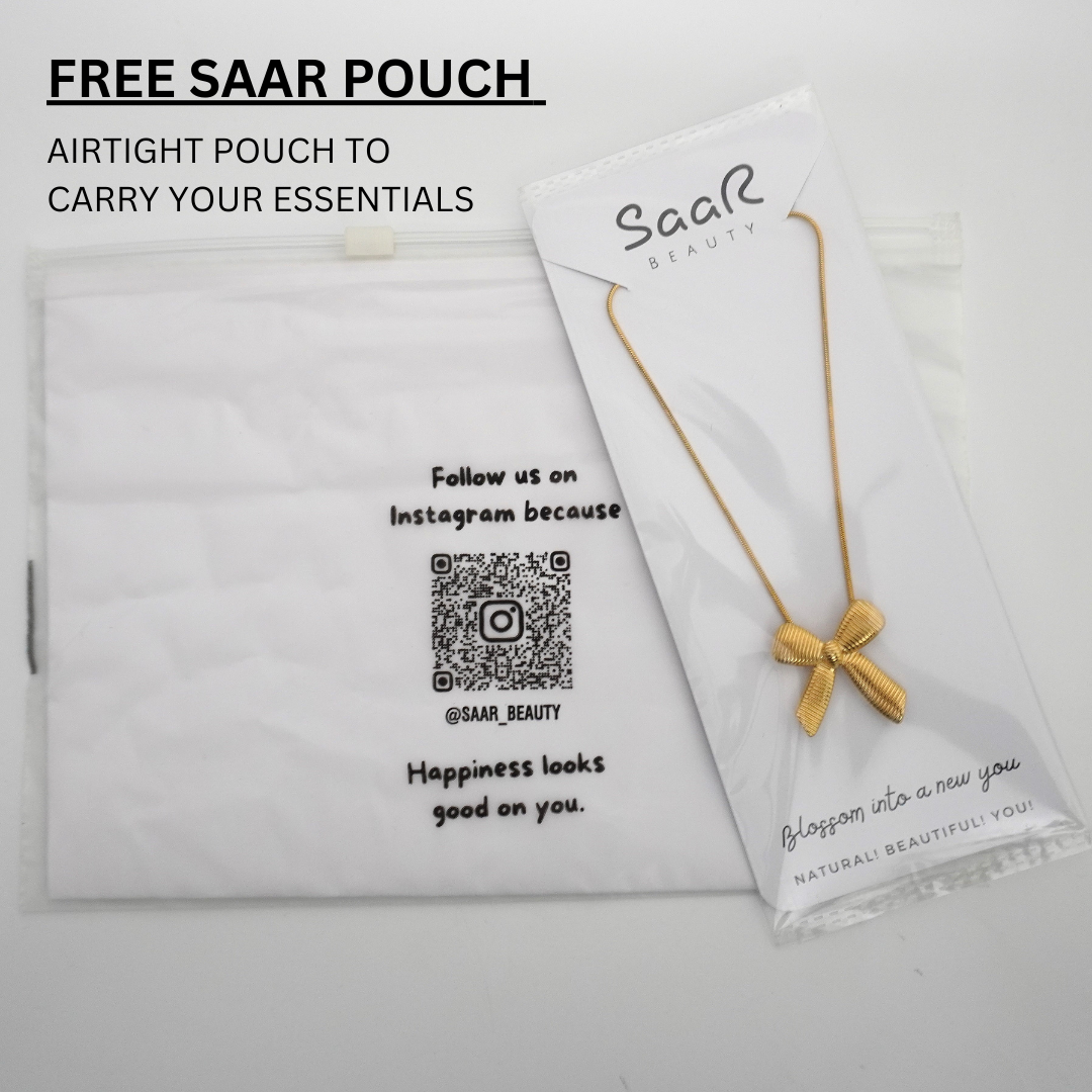 Elegant anti-tarnish neckpiece with a free Saar Beauty airtight pouch for superior protection and shine preservation.