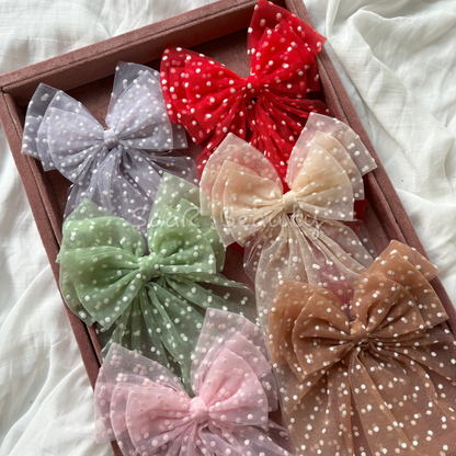 SaaR Beauty 3-Layered Polka Dots Bow Clip for Women | High-Quality Hair Accessory - 6 Unique Designs